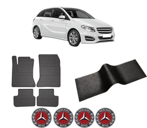 Set 5 covorase auto MERCEDES-BENZ B-CLASS Sports Tourer (W246, W242) din 2016-2018, cu covoras tunel median, presuri auto din cauciuc, 4x Stickere auto cu MERCEDES-BENZ - Img 2