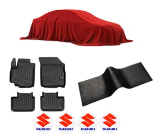 Set 5 covorase auto SUZUKI SX4 (EY, GY) din 2013-2020, cu covoras tunel median, presuri auto din cauciuc, 4x Stickere auto cu SUZUKI - Img 2