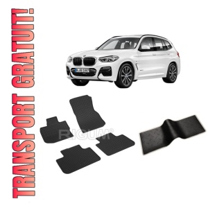 Set 5 covorase BMW X3 G01 din 11.2017-PREZENT, cu covoras tunel median, CAROSERIE SUV, Presuri cauciuc 100%, compatibil cu autoturismul BMW X3 G01, Rigum