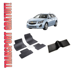 Set 5 covorase CHEVROLET CRUZE din 09.2012-2016, cu covoras tunel median, CAROSERIE COMBI, Presuri cauciuc 100%, compatibil cu autoturismul CHEVROLET CRUZE, Rigum