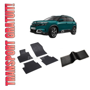 Set 5 covorase CITROEN C5 AIRCROSS din 02.2019-PREZENT, cu covoras tunel median, CAROSERIE SUV, Presuri cauciuc 100%, compatibil cu autoturismul CITROEN C5 AIRCROSS, Rigum