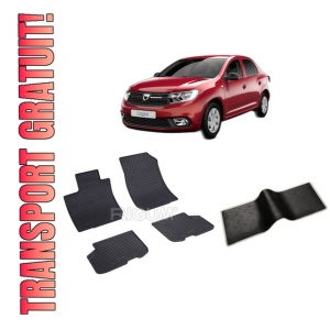 Set 5 covorase DACIA LOGAN II din 03.2013-12.2020, cu covoras tunel median, CAROSERIE SEDAN 5 LOCURI, Presuri cauciuc 100%, compatibil cu autoturismul DACIA LOGAN II, Rigum