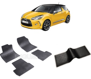 Set 5 covorase DS 3 din 2009-03.2019, cu covoras tunel median, CAROSERIE HATCHBACK, Presuri cauciuc 100%, compatibil cu autoturismul DS 3, Rigum - Img 2