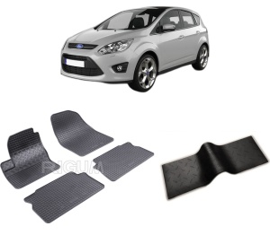Set 5 covorase FORD C-MAX I din 2003-10.2010, cu covoras tunel median, CAROSERIE VAN, Presuri cauciuc 100%, compatibil cu autoturismul FORD C-MAX I, Rigum - Img 2