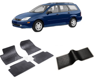 Set 5 covorase FORD FOCUS I din 1998-2004, cu covoras tunel median, CAROSERIE COMBI, Presuri cauciuc 100%, compatibil cu autoturismul FORD FOCUS I, Rigum - Img 2