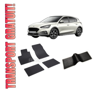 Set 5 covorase FORD FOCUS IV din 09.2018-PREZENT, cu covoras tunel median, CAROSERIE SUV, Presuri cauciuc 100%, compatibil cu autoturismul FORD FOCUS IV, Rigum