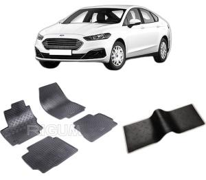 Set 5 covorase FORD MONDEO IV din 09.2007-12.2014, cu covoras tunel median, CAROSERIE HATCHBACK, Presuri cauciuc 100%, compatibil cu autoturismul FORD MONDEO IV, Rigum - Img 2