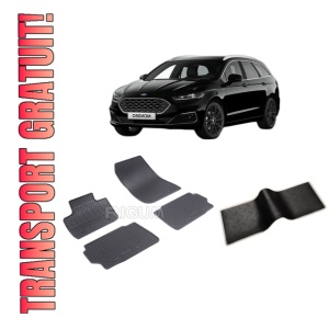 Set 5 covorase FORD MONDEO V din 01.2015-04.2022, cu covoras tunel median, CAROSERIE SEDAN, Presuri cauciuc 100%, compatibil cu autoturismul FORD MONDEO V, Rigum