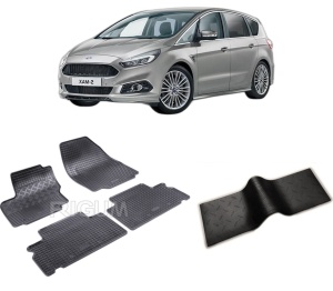 Set 5 covorase FORD S-MAX I din 05.2006-08.2015, cu covoras tunel median, CAROSERIE VAN, Presuri cauciuc 100%, compatibil cu autoturismul FORD S-MAX I, Rigum - Img 2