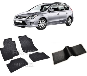 Set 5 covorase HYUNDAI I30 I din 2008-06.2012, cu covoras tunel median, CAROSERIE COMBI, Presuri cauciuc 100%, compatibil cu autoturismul HYUNDAI I30 I, Rigum - Img 2