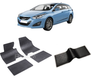 Set 5 covorase HYUNDAI I40 din 07.2011-07.2019, cu covoras tunel median, CAROSERIE COMBI, Presuri cauciuc 100%, compatibil cu autoturismul HYUNDAI I40, Rigum - Img 2