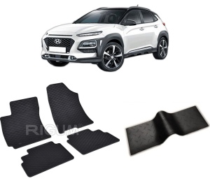 Set 5 covorase HYUNDAI KONA din 11.2017-03.2023, cu covoras tunel median, CAROSERIE SUV, Presuri cauciuc 100%, compatibil cu autoturismul HYUNDAI KONA, Rigum - Img 2