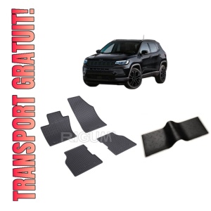 Set 5 covorase JEEP COMPASS MHEV din 2021-PREZENT, cu covoras tunel median, CAROSERIE SUV, Presuri cauciuc 100%, compatibil cu autoturismul JEEP COMPASS MHEV, Rigum