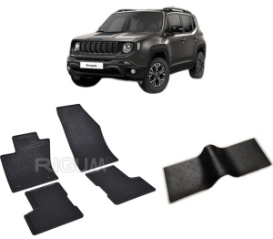 Set 5 covorase JEEP RENEGADE 4XE PHEV din 06.2020-PREZENT, cu covoras tunel median, CAROSERIE SUV, Presuri cauciuc 100%, compatibil cu autoturismul JEEP RENEGADE 4XE PHEV, Rigum - Img 2