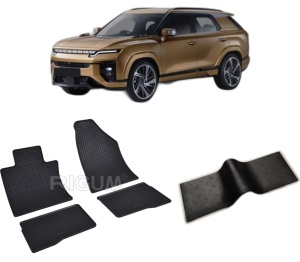 Set 5 covorase KGM Actyon din 2025-PREZENT, cu covoras tunel median, CAROSERIE SUV, Presuri cauciuc 100%, compatibil cu autoturismul KGM Actyon, Rigum - Img 2