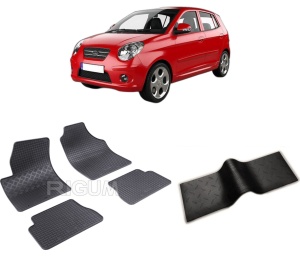 Set 5 covorase KIA PICANTO I din 2004-03.2011, cu covoras tunel median, CAROSERIE HATCHBACK, Presuri cauciuc 100%, compatibil cu autoturismul KIA PICANTO I, Rigum - Img 2