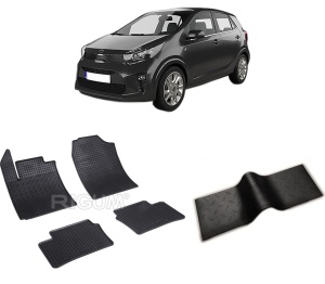 Set 5 covorase KIA PICANTO III din 04.2017-PREZENT, cu covoras tunel median, CAROSERIE HATCHBACK, Presuri cauciuc 100%, compatibil cu autoturismul KIA PICANTO III, Rigum - Img 2