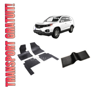 Set 5 covorase KIA SORENTO II din 2009-01.2015, cu covoras tunel median, CAROSERIE SUV 5 LOCURI, Presuri cauciuc 100%, compatibil cu autoturismul KIA SORENTO II, Rigum