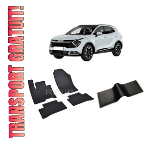 Set 5 covorase KIA SPORTAGE PHEV din 2022-PREZENT, cu covoras tunel median, CAROSERIE SUV, Presuri cauciuc 100%, compatibil cu autoturismul KIA SPORTAGE PHEV, Rigum