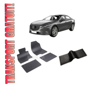 Set 5 covorase MAZDA 6 III din 01.2013-PREZENT, cu covoras tunel median, CAROSERIE SEDAN, Presuri cauciuc 100%, compatibil cu autoturismul MAZDA 6 III, Rigum