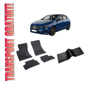 Set 5 covorase MERCEDES B-CLASS W247 din 01.2019-PREZENT, cu covoras tunel median, CAROSERIE VAN, Presuri cauciuc 100%, compatibil cu autoturismul MERCEDES B-CLASS W247, Rigum