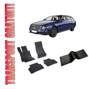 Set 5 covorase MERCEDES E-CLASS W213 din 11.2016-07.2023, cu covoras tunel median, CAROSERIE COMBI, Presuri cauciuc 100%, compatibil cu autoturismul MERCEDES E-CLASS W213, Rigum