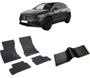 Set 5 covorase MERCEDES GLA H247 din 12.2019-PREZENT, cu covoras tunel median, CAROSERIE SUV, Presuri cauciuc 100%, compatibil cu autoturismul MERCEDES GLA H247, Rigum - Img 2