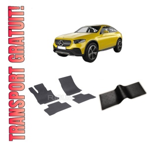 Set 5 covorase MERCEDES GLC COUPE C253 din 09.2016-2023, cu covoras tunel median, CAROSERIE COUPE C253, Presuri cauciuc 100%, compatibil cu autoturismul MERCEDES GLC COUPE C253, Rigum