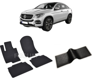 Set 5 covorase MERCEDES GLE II COUPE din 11.2019-PREZENT, cu covoras tunel median, CAROSERIE COUPE C167, Presuri cauciuc 100%, compatibil cu autoturismul MERCEDES GLE II COUPE, Rigum - Img 2