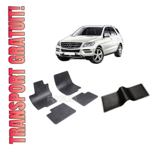 Set 5 covorase MERCEDES ML W166 din 11.2011-05.2015, cu covoras tunel median, CAROSERIE SUV, Presuri cauciuc 100%, compatibil cu autoturismul MERCEDES ML W166, Rigum