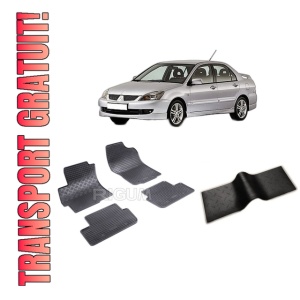 Set 5 covorase MITSUBISHI LANCER IX din 10.2007-08.2017, cu covoras tunel median, CAROSERIE SEDAN, Presuri cauciuc 100%, compatibil cu autoturismul MITSUBISHI LANCER IX, Rigum