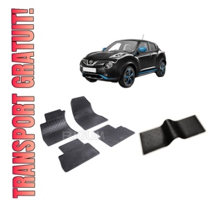 Set 5 covorase NISSAN JUKE I FACELIFT din 06.2014-08.2019, cu covoras tunel median, CAROSERIE SUV, Presuri cauciuc 100%, compatibil cu autoturismul NISSAN JUKE I FACELIFT, Rigum