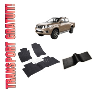 Set 5 covorase NISSAN NAVARA din 01.2016-2022, cu covoras tunel median, CAROSERIE PICK-UP, Presuri cauciuc 100%, compatibil cu autoturismul NISSAN NAVARA, Rigum