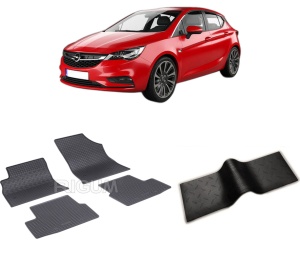 Set 5 covorase OPEL ASTRA K LUX din 11.2015-PREZENT, cu covoras tunel median, CAROSERIE HATCHBACK COVORASELE DIN SPATE MAI MARI, Presuri cauciuc 100%, compatibil cu autoturismul OPEL ASTRA K LUX, Rigum - Img 2