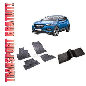 Set 5 covorase OPEL GRANDLAND X din 10.2017-PREZENT, cu covoras tunel median, CAROSERIE SUV, Presuri cauciuc 100%, compatibil cu autoturismul OPEL GRANDLAND X, Rigum