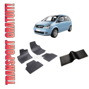 Set 5 covorase OPEL MERIVA A din 02.2003-2010, cu covoras tunel median, CAROSERIE VAN, Presuri cauciuc 100%, compatibil cu autoturismul OPEL MERIVA A, Rigum