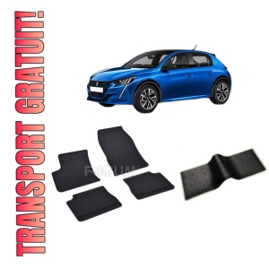 Set 5 covorase PEUGEOT 208 E- II din 01.2020-PREZENT, cu covoras tunel median, CAROSERIE HATCHBACK, Presuri cauciuc 100%, compatibil cu autoturismul PEUGEOT 208 E- II, Rigum
