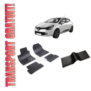 Set 5 covorase RENAULT CLIO IV din 10.2012-08.2019, cu covoras tunel median, CAROSERIE HATCHBACK, Presuri cauciuc 100%, compatibil cu autoturismul RENAULT CLIO IV, Rigum