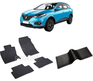 Set 5 covorase RENAULT KADJAR din 06.2015-09.2022, cu covoras tunel median, CAROSERIE SUV, Presuri cauciuc 100%, compatibil cu autoturismul RENAULT KADJAR, Rigum - Img 2