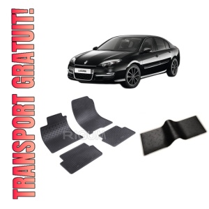 Set 5 covorase RENAULT LAGUNA III din 07.2007-12.2015, cu covoras tunel median, CAROSERIE HATCHBACK, Presuri cauciuc 100%, compatibil cu autoturismul RENAULT LAGUNA III, Rigum