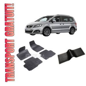 Set 5 covorase SEAT ALHAMBRA II din 09.2010-03.2022, cu covoras tunel median, CAROSERIE VAN, Presuri cauciuc 100%, compatibil cu autoturismul SEAT ALHAMBRA II, Rigum
