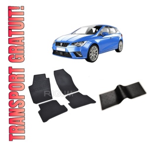 Set 5 covorase SEAT IBIZA IV din 02.2010-07.2016, cu covoras tunel median, CAROSERIE COMBI, Presuri cauciuc 100%, compatibil cu autoturismul SEAT IBIZA IV, Rigum