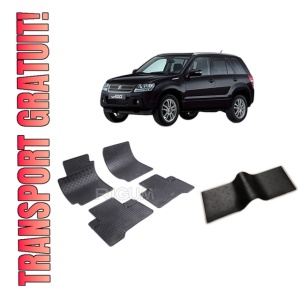 Set 5 covorase SUZUKI GRAND VITARA II din 2005-02.2015, cu covoras tunel median, CAROSERIE SUV, Presuri cauciuc 100%, compatibil cu autoturismul SUZUKI GRAND VITARA II, Rigum