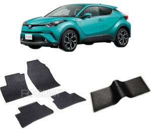 Set 5 covorase TOYOTA C-HR din 01.2017-12.2023, cu covoras tunel median, CAROSERIE SUV, Presuri cauciuc 100%, compatibil cu autoturismul TOYOTA C-HR, Rigum - Img 2