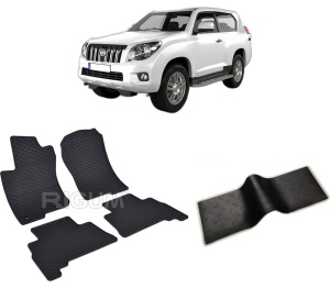 Set 5 covorase TOYOTA LAND CRUISER 150 din 11.2009-PREZENT, cu covoras tunel median, CAROSERIE SUV 5 LOCURI, Presuri cauciuc 100%, compatibil cu autoturismul TOYOTA LAND CRUISER 150, Rigum - Img 2