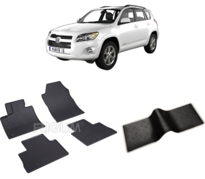 Set 5 covorase TOYOTA RAV 4 V HYBRID din 01.2019-PREZENT, cu covoras tunel median, CAROSERIE SUV HYBRID, Presuri cauciuc 100%, compatibil cu autoturismul TOYOTA RAV 4 V HYBRID, Rigum - Img 2