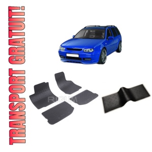 Set 5 covorase VOLKSWAGEN GOLF 4 din 1998-05.2007, cu covoras tunel median, CAROSERIE COMBI, Presuri cauciuc 100%, compatibil cu autoturismul VOLKSWAGEN GOLF 4, Rigum