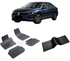 Set 5 covorase VOLKSWAGEN JETTA VII din 2019-2021, cu covoras tunel median, CAROSERIE SEDAN, Presuri cauciuc 100%, compatibil cu autoturismul VOLKSWAGEN JETTA VII, Rigum - Img 2
