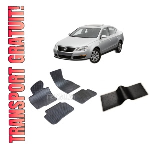 Set 5 covorase VOLKSWAGEN PASSAT B7 din 09.2010-11.2014, cu covoras tunel median, CAROSERIE SEDAN, Presuri cauciuc 100%, compatibil cu autoturismul VOLKSWAGEN PASSAT B7, Rigum