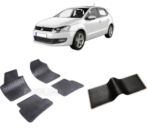 Set 5 covorase VOLKSWAGEN POLO V din 05.2009-09.2017, cu covoras tunel median, CAROSERIE HATCHBACK, Presuri cauciuc 100%, compatibil cu autoturismul VOLKSWAGEN POLO V, Rigum - Img 2